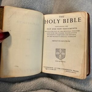 Vintage Cambridge KJV Bible Morocco Leather Red Letter Maps Concordance